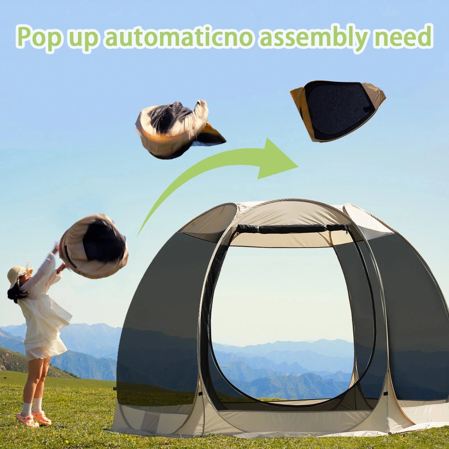 Pop Up Party Tent , 4-6 Person Pavilion, Screen Tent, GlowCart