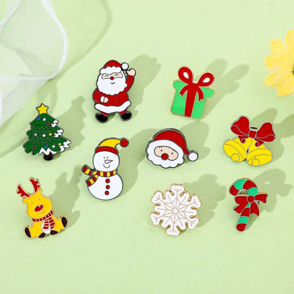 Christmas Brooch Holiday Gift Decoration Metal Badge Jewelry GlowCart