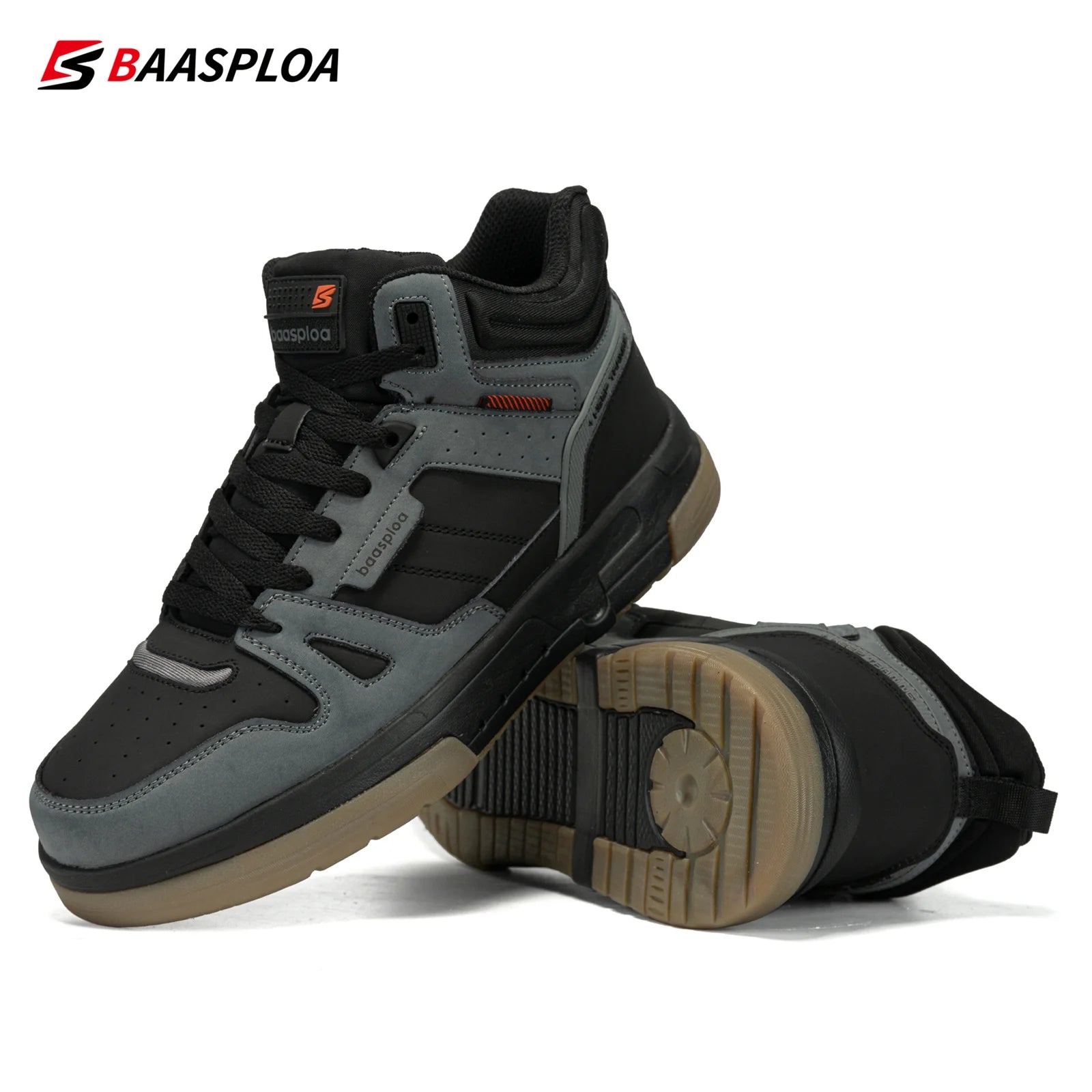 Baasploa Men Winter Sneakers Casual Skateboard Shoes for Men Comfort Plush Warm Cotton Shoes Non-Slip Outdoor Male Sneakers GlowCart