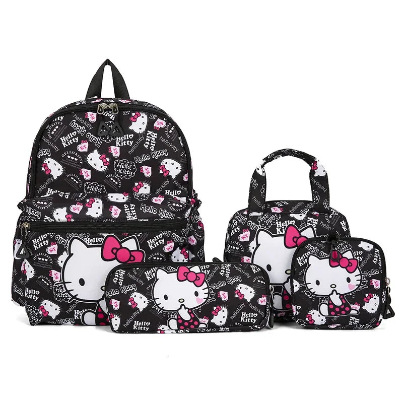 4pcs Kuromi Backpack, Pencil Case, Shoulder Bag, Wallet Set,