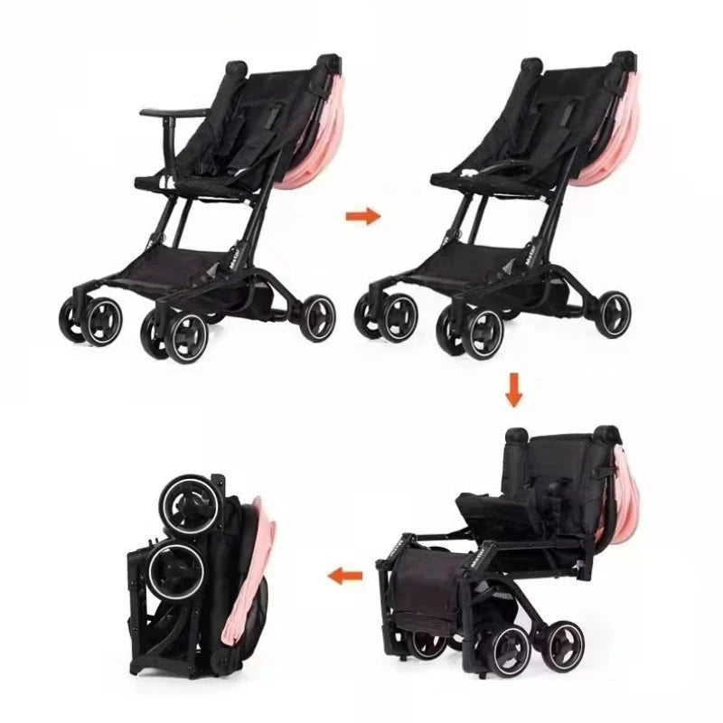 2025 New Simple Boarding Baby Stroller Four-wheel Shock Absorption Lightweight Ultra-small Foldable Baby Stroller GlowCart