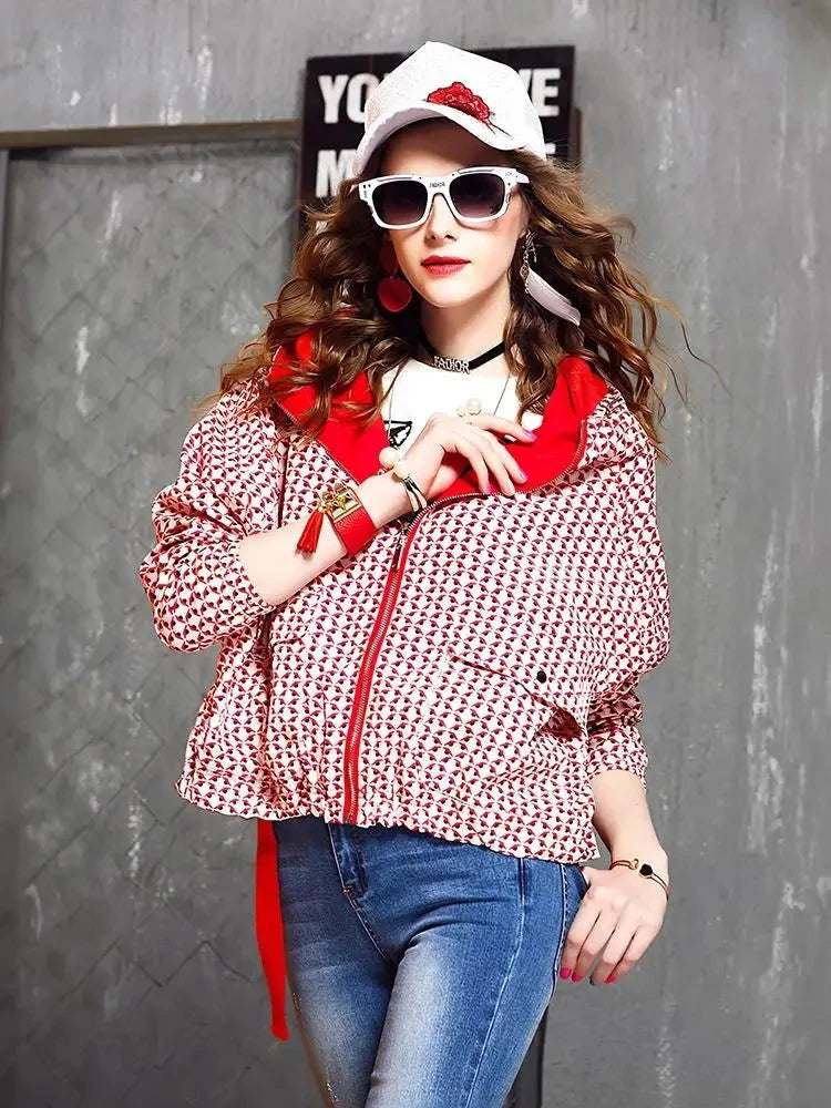 women oversized cropped hoodie jacket casual zip up GlowCart