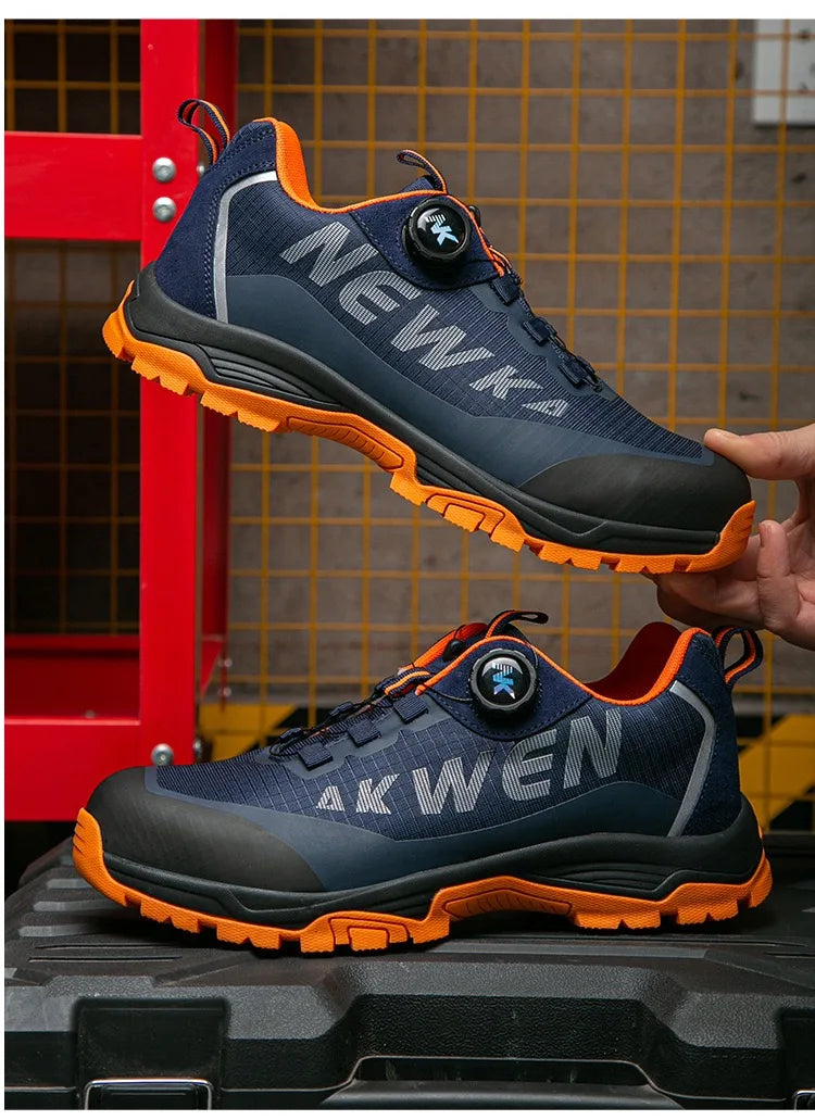 High-top men's all-season universal steel head anti-smash anti-puncture rotating buckle non-slip wear-resistant safety shoes GlowCart