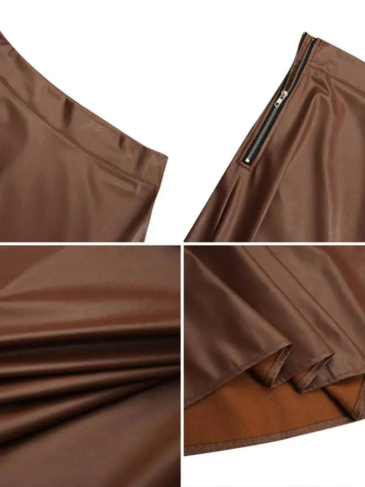 2023 Fashion Solid Mujer Faldas ZANZEA PU Leather Maxi Skirts Women's Elegant OL Long Saias Casual High Waist Zipper Jupe Femme GlowCart
