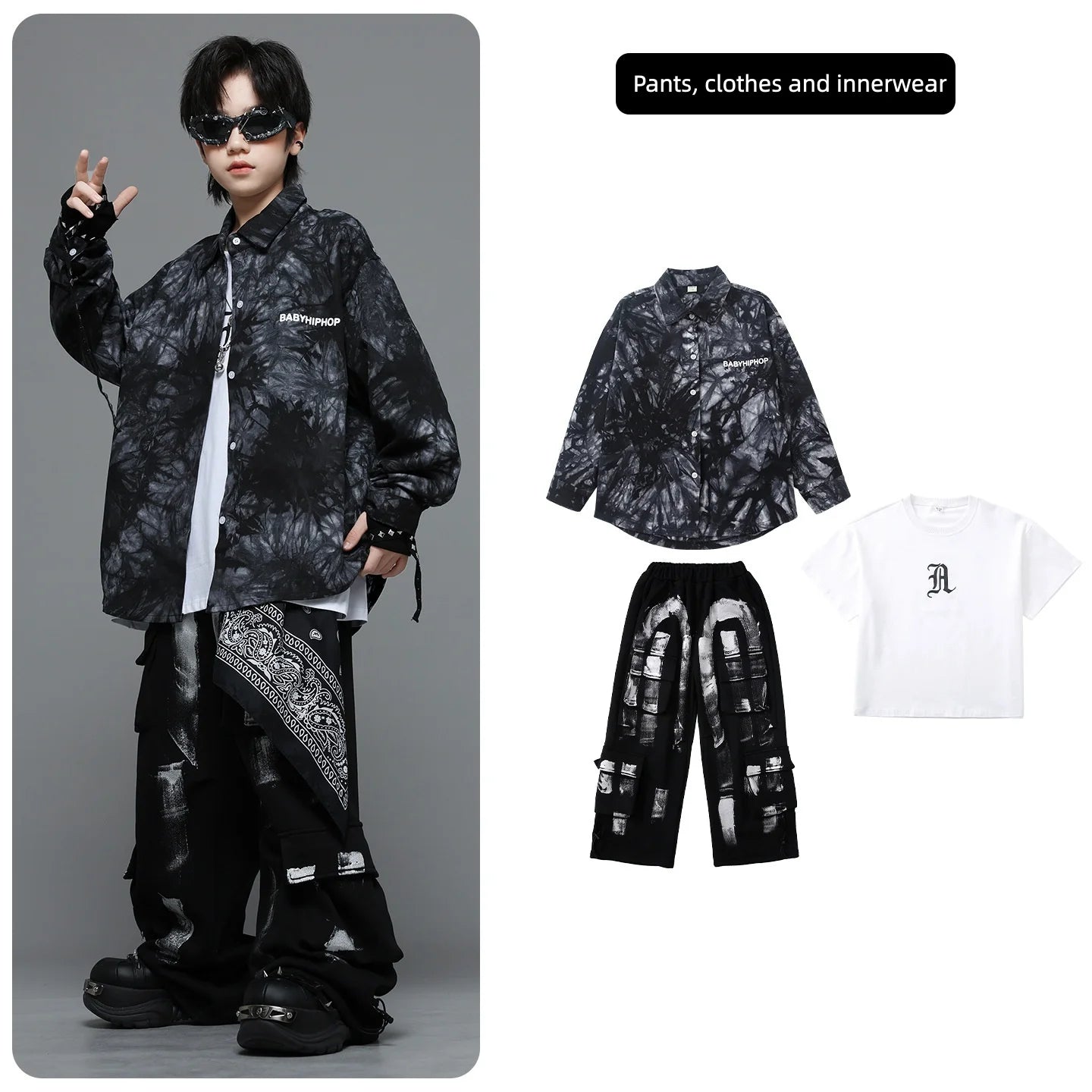 Kids Hip Hop Clothing Shiny Black Coat Top Black Street Jogger Pants for Girls Boys Jazz Dance Costume Clothes GlowCart