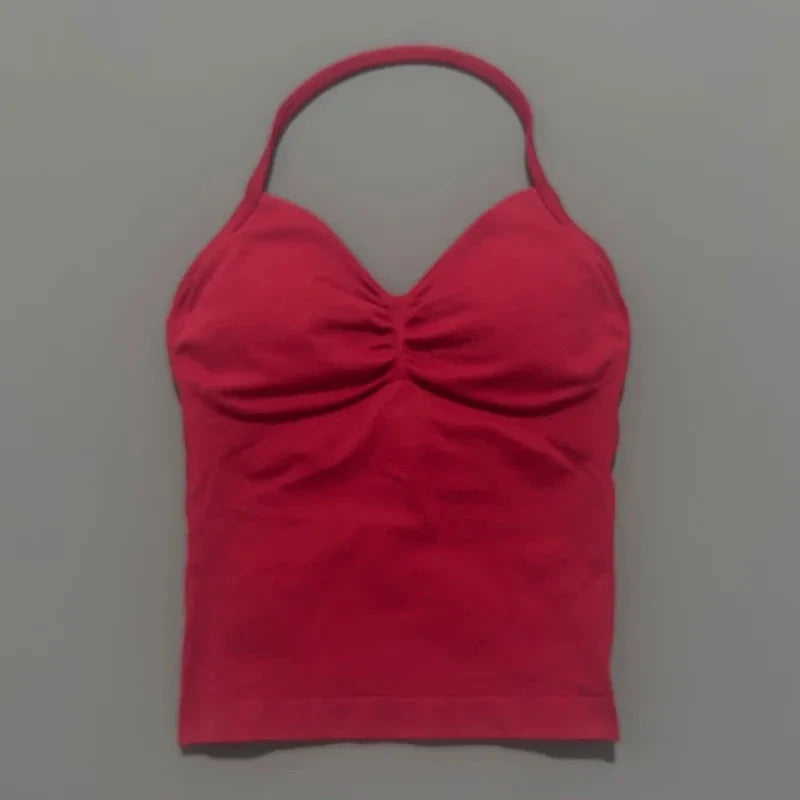 HISTELLO Impact Longline Strappy Top Sports Yoga Vest Women Fitness Tank Top Gym Beautiful Open Back Bra Running Workout Halter GlowCart