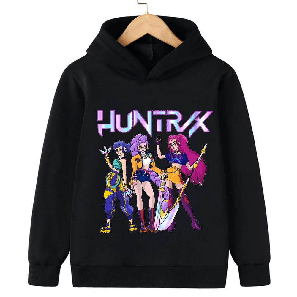 2025 Movie KPop Demon Hunters Cartoon Girls Boys Hoodies Children's Korean Wave Print Fashion Casual Tops Casual Girls Clothing GlowCart