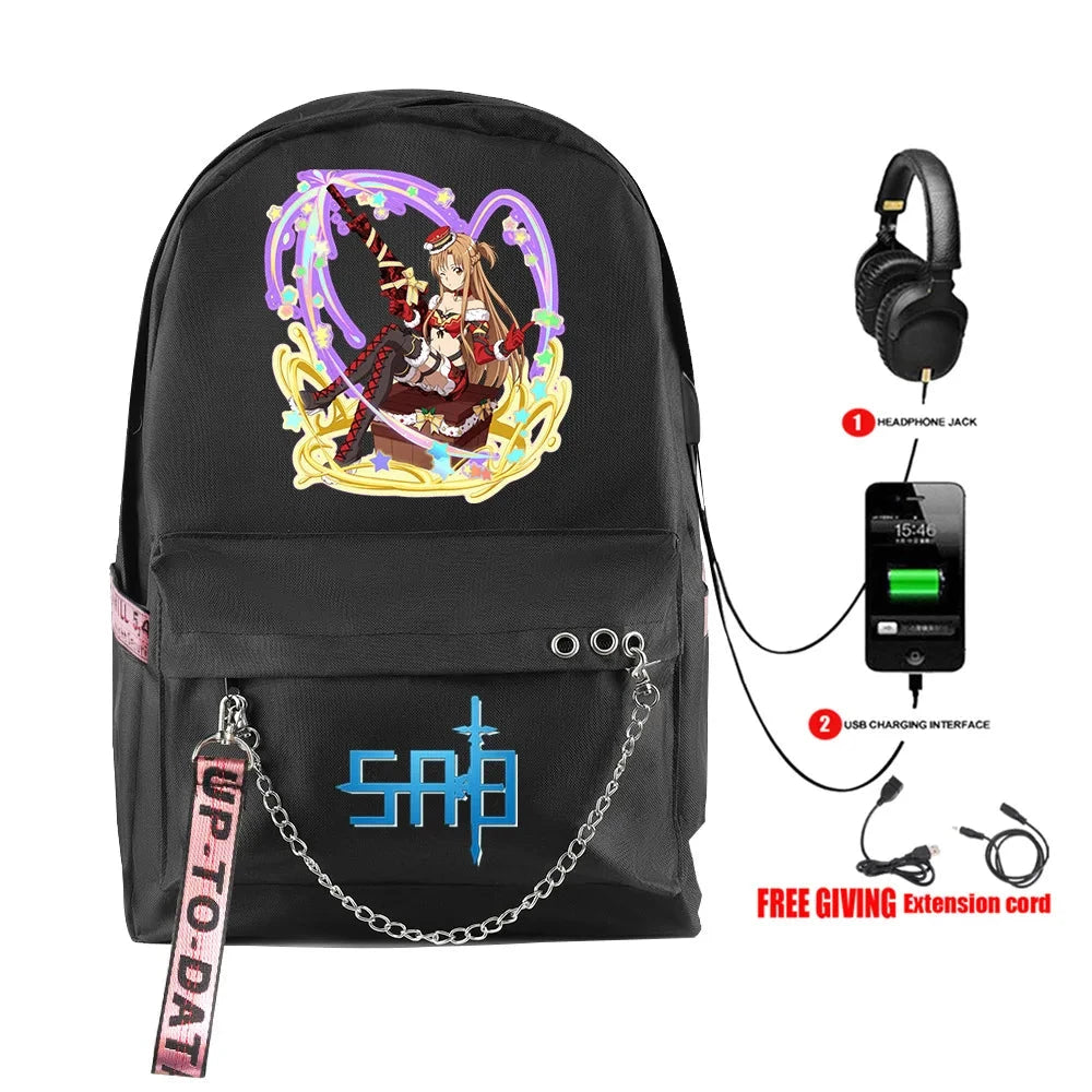 Hip Hop Youthful School Bags Unisex Sword Art Online Travel GlowCart