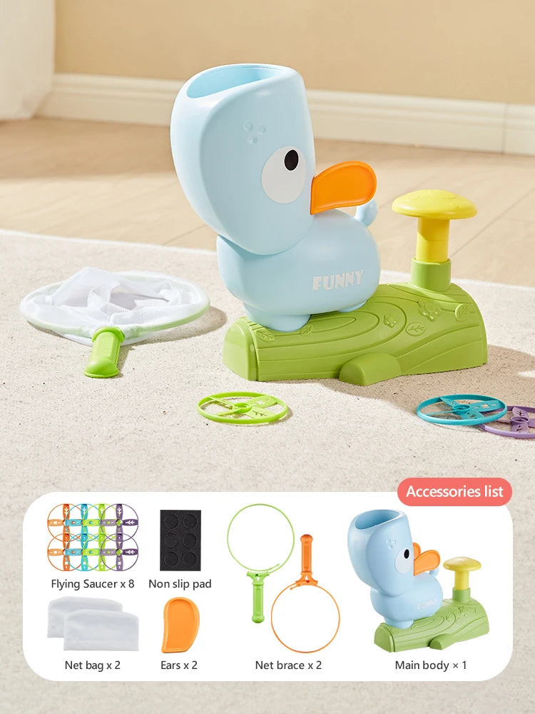 Air Launcher Flying Saucer Toy Cartoon Dinosaur Foot Launchers Outdoor UFO Disc Saucer Kids Jump Sport Games Toy for Boys GlowCart