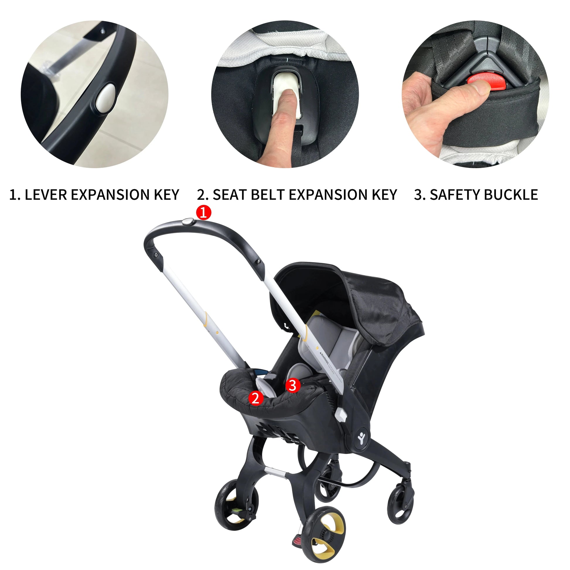 Foldable baby stroller, metal frame, adjustable handle direction, with sunshade, very suitable for outdoor shopping GlowCart