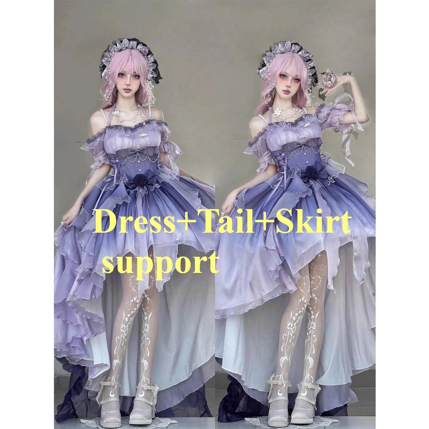 Dophee Original Lolita Trailing Puffy Dress Women Short GlowCart