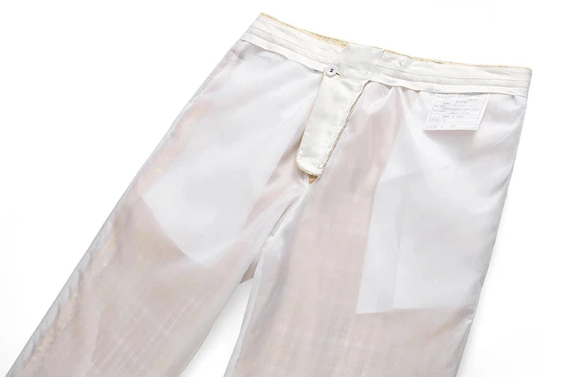 Gold Men's Shiny Sequin Suit Pants,Wedding Party Dress GlowCart