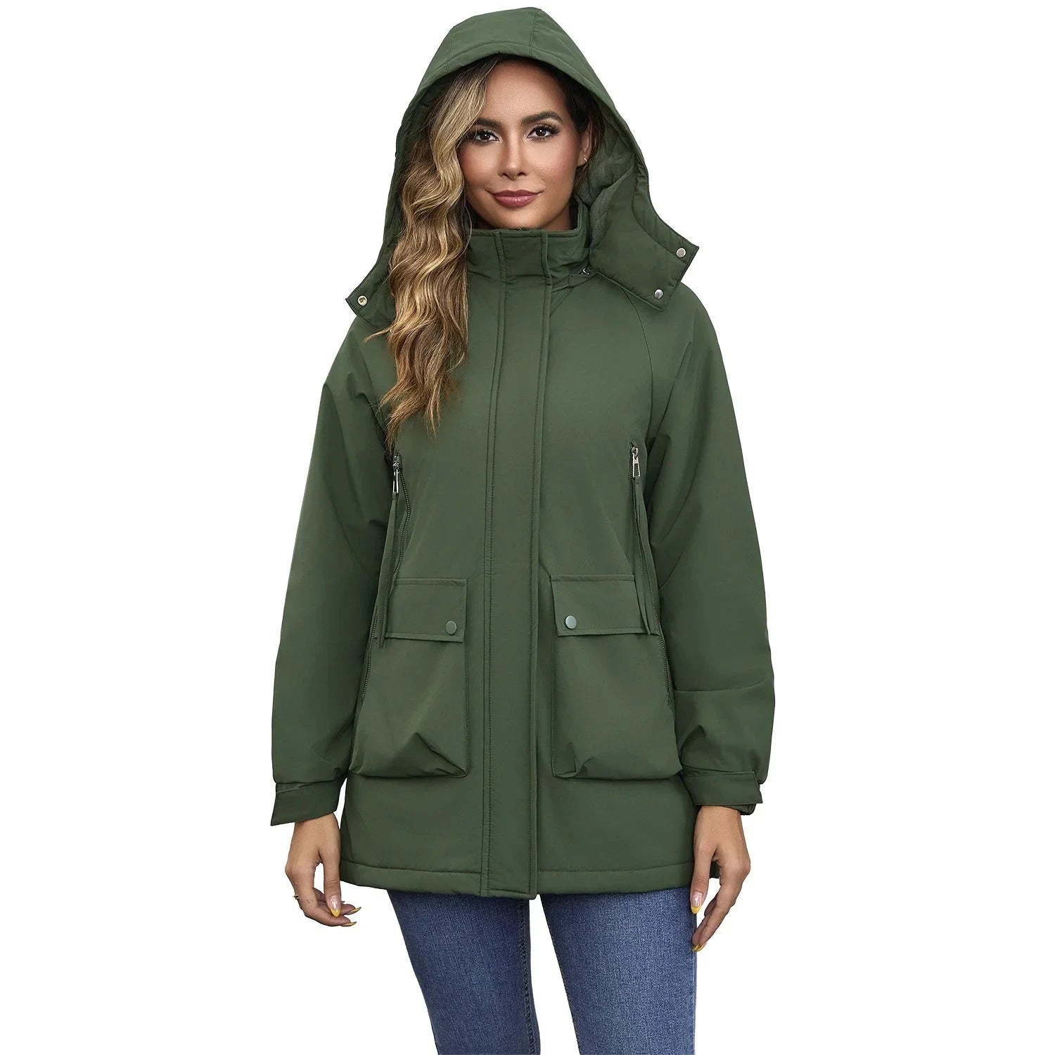 Women's Winter Jacket Coat Detachable Cap Fleece Down Parka GlowCart