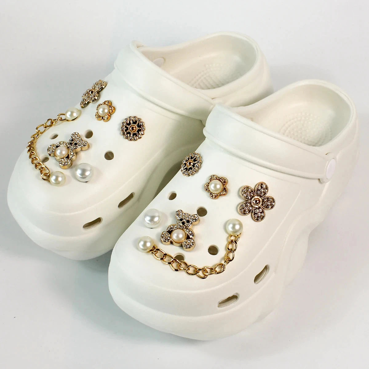 Women DIY Silver Butterfly-Knot Fashion Bow Decor Clogs GlowCart