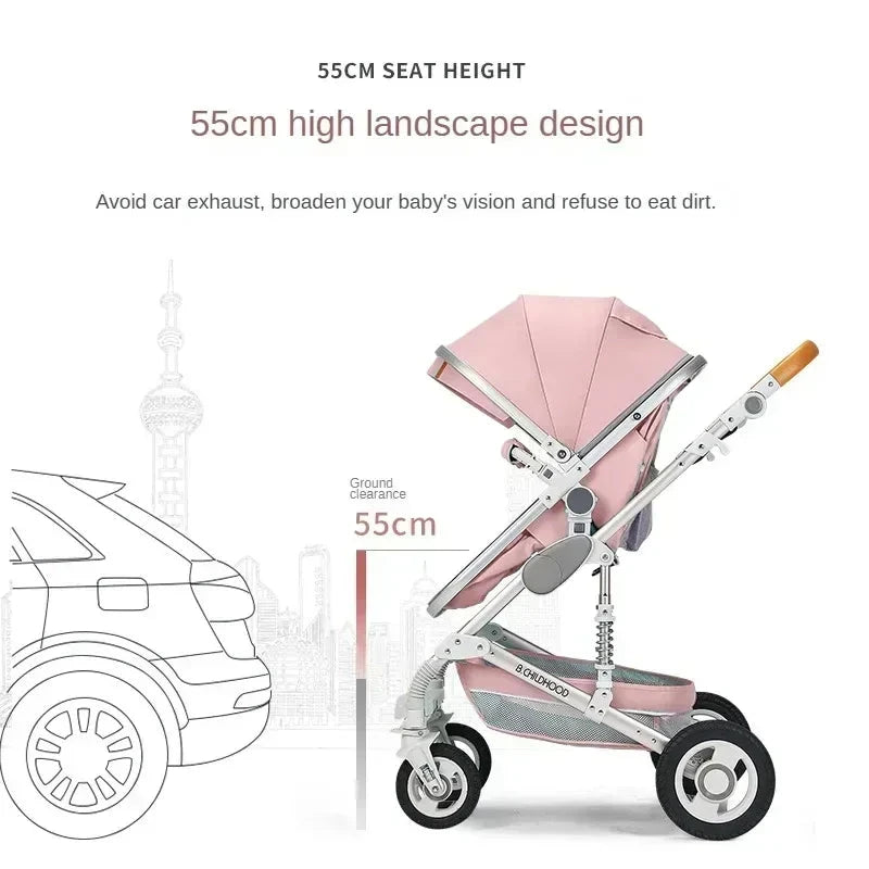 Baby stroller 3 in 1 stroller folding two-sided child four seasons kinderwagen baby carriage  high landscape Newborn Travelling GlowCart