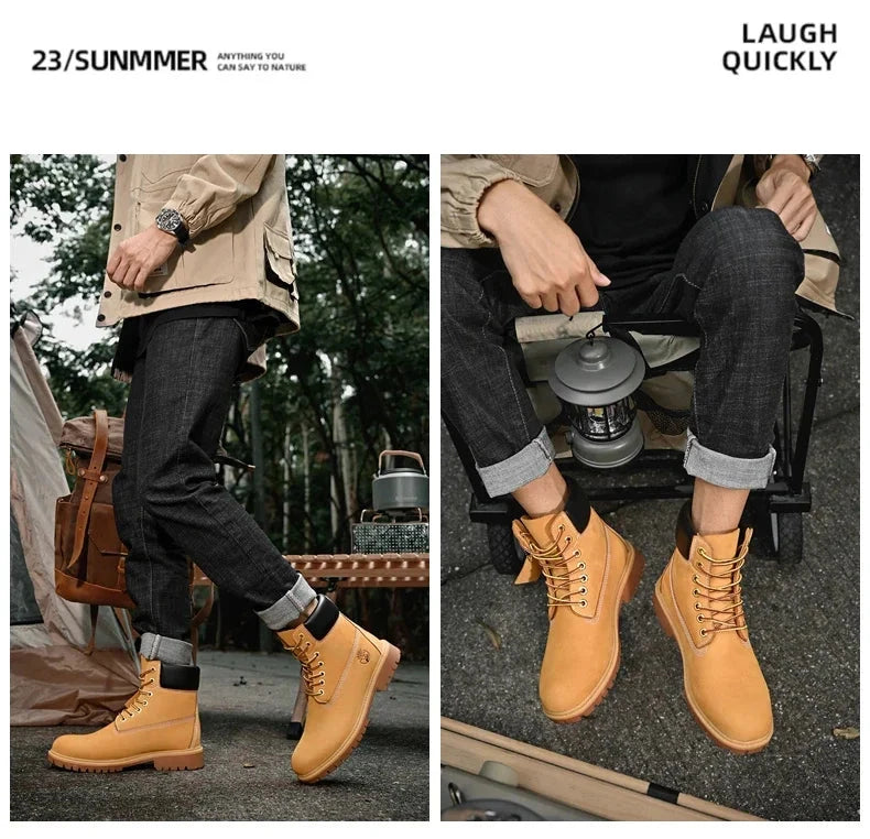 Boots Men High Top Boots High Quality Women Leather Shoes GlowCart