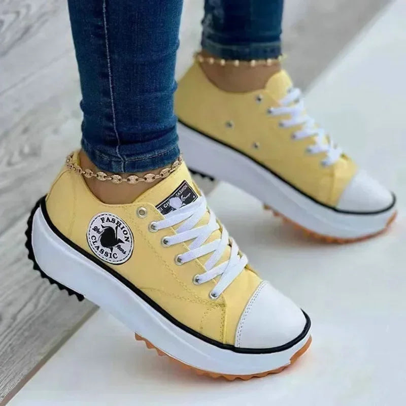 2025 New Women Pattern Canvas Sneakers Women Casual Shoes Women Sneakers Shoes Flat Lace-Up Zapatillas Mujer Chaussure Femme GlowCart