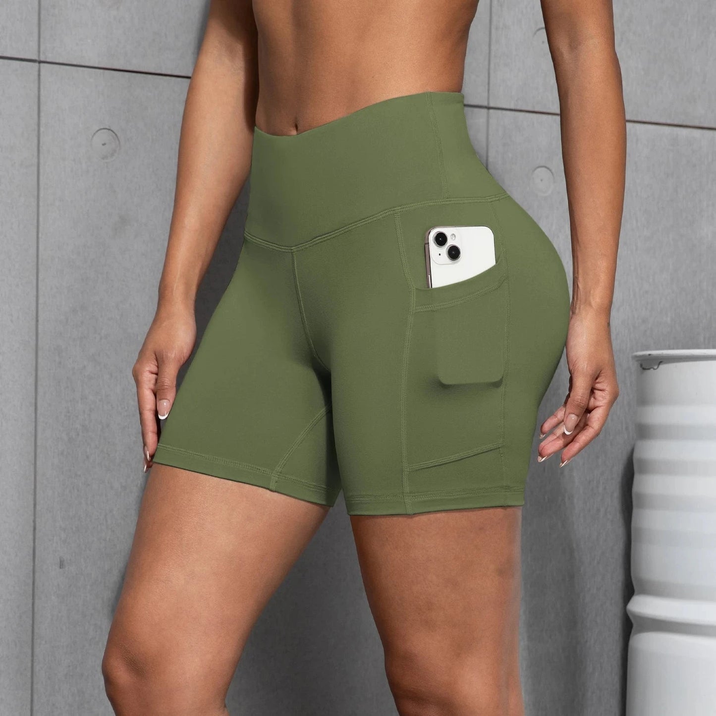 Womens Yoga Pocket Shorts Leggings High Waist  Exercise Fitness Wear Girls Running Elastic Adult Short Pants Sports Outfits ﻿ GlowCart