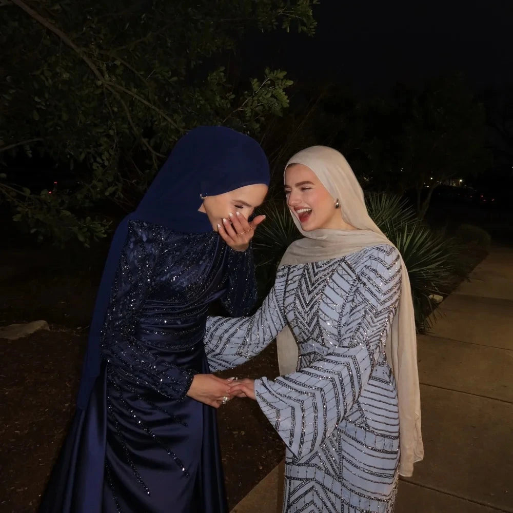 Contessa Dubai Atroceruleous Sequins Floral Prom Dresses GlowCart