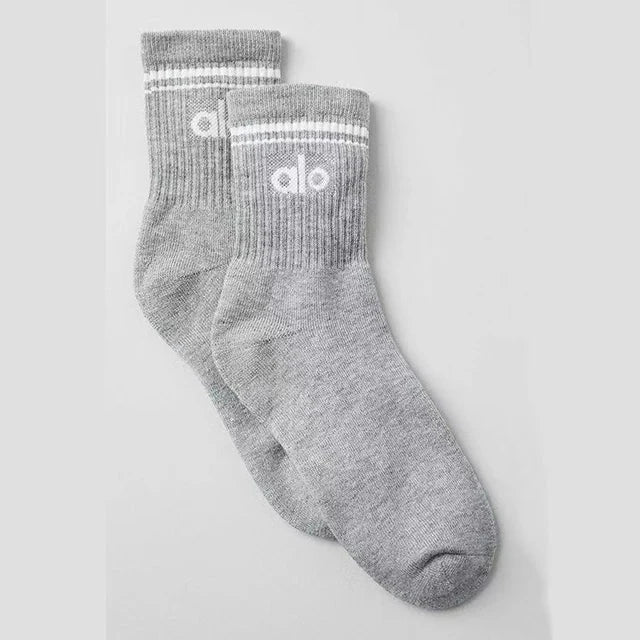 Knit Yoga Socks Women Four Seasons Retro Cotton Comfortable Colorful Middle Length Sports Fitness Long Socks for Yoga Pilates GlowCart