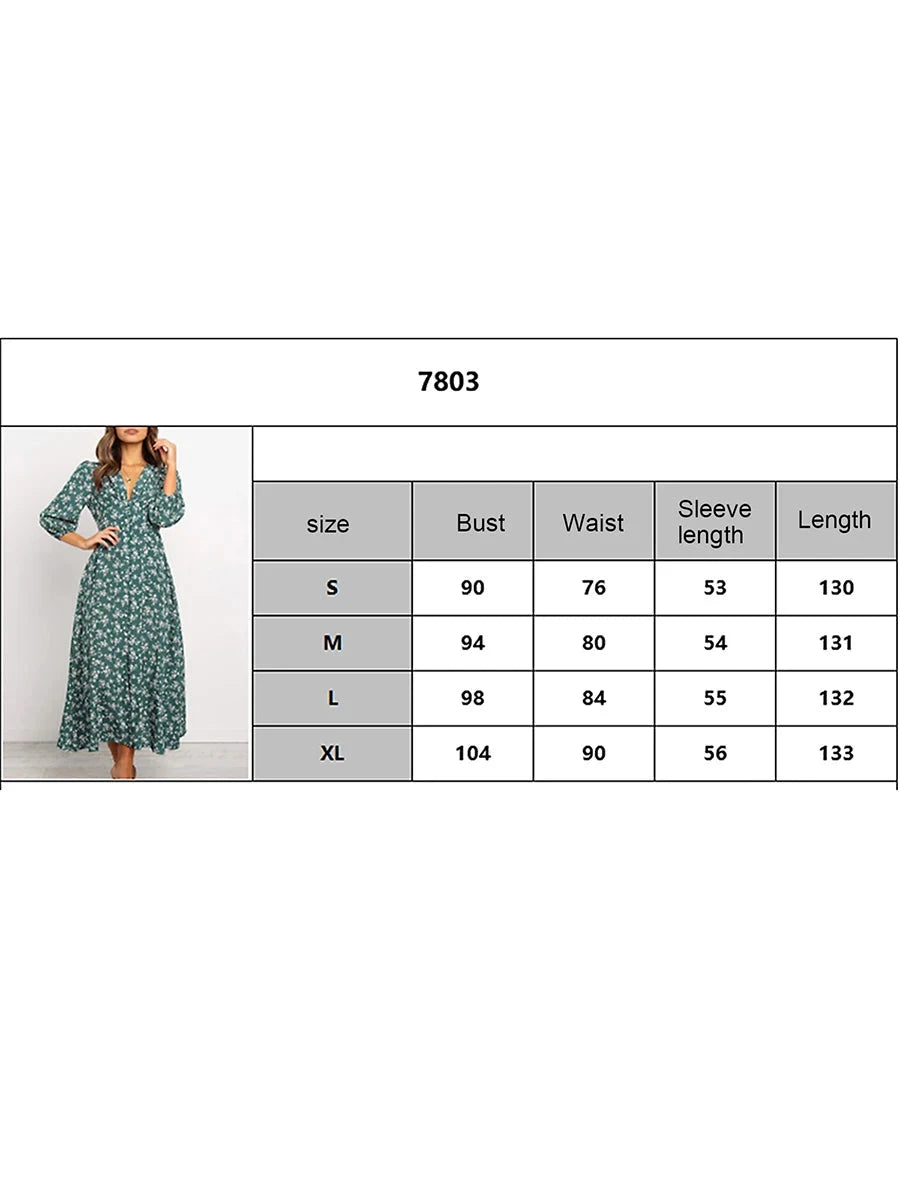 Women's Summer Bohemian Floral Print Long Maxi Dress Retro GlowCart