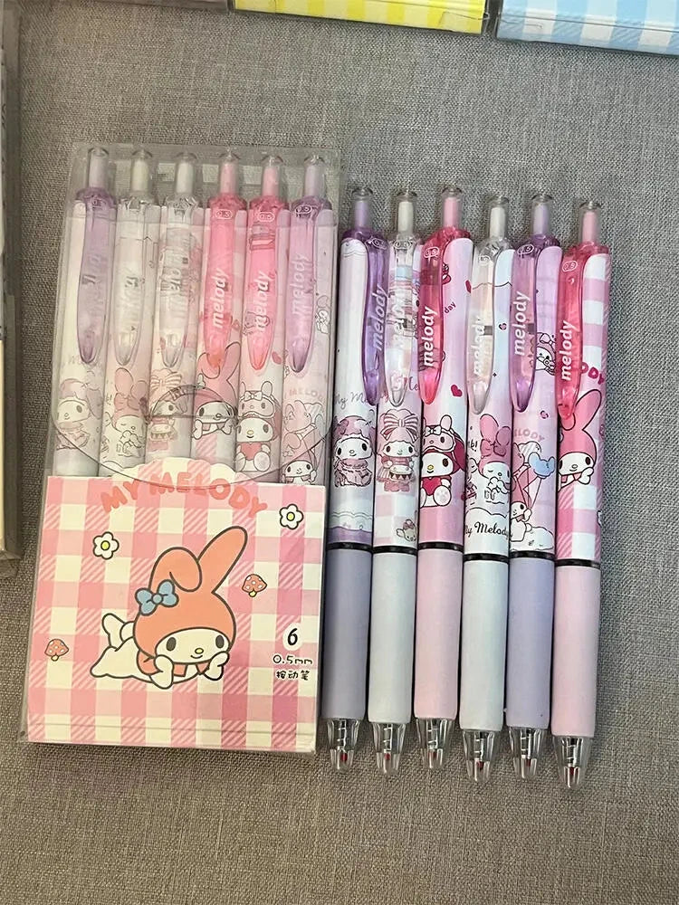 6Pcs Sanrio Gel Pen Hello Kitty Cartoon Kuromi ST Quick GlowCart