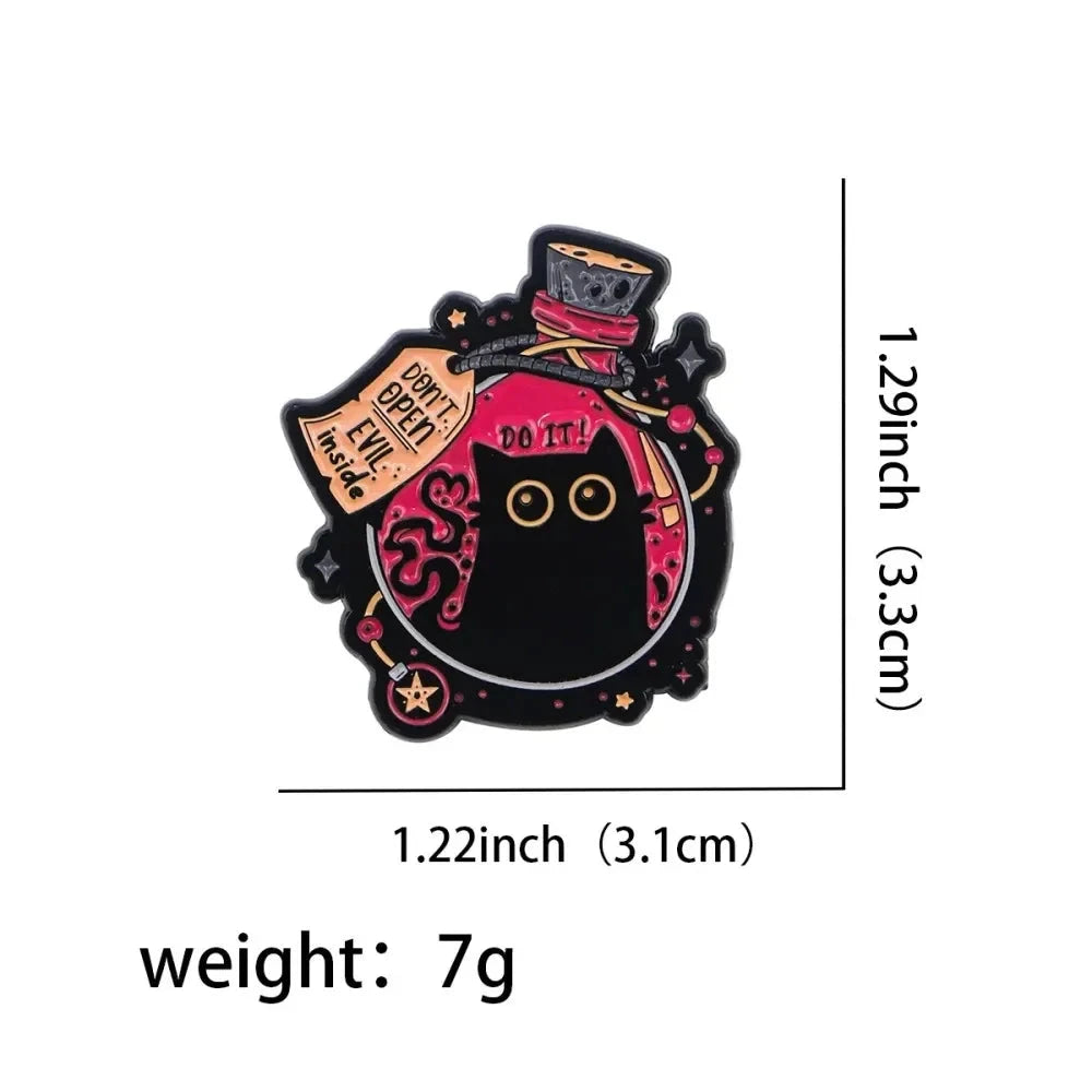 Funny Black Cat Enamel Brooch Pins Cute Animal Lapel Brooch GlowCart