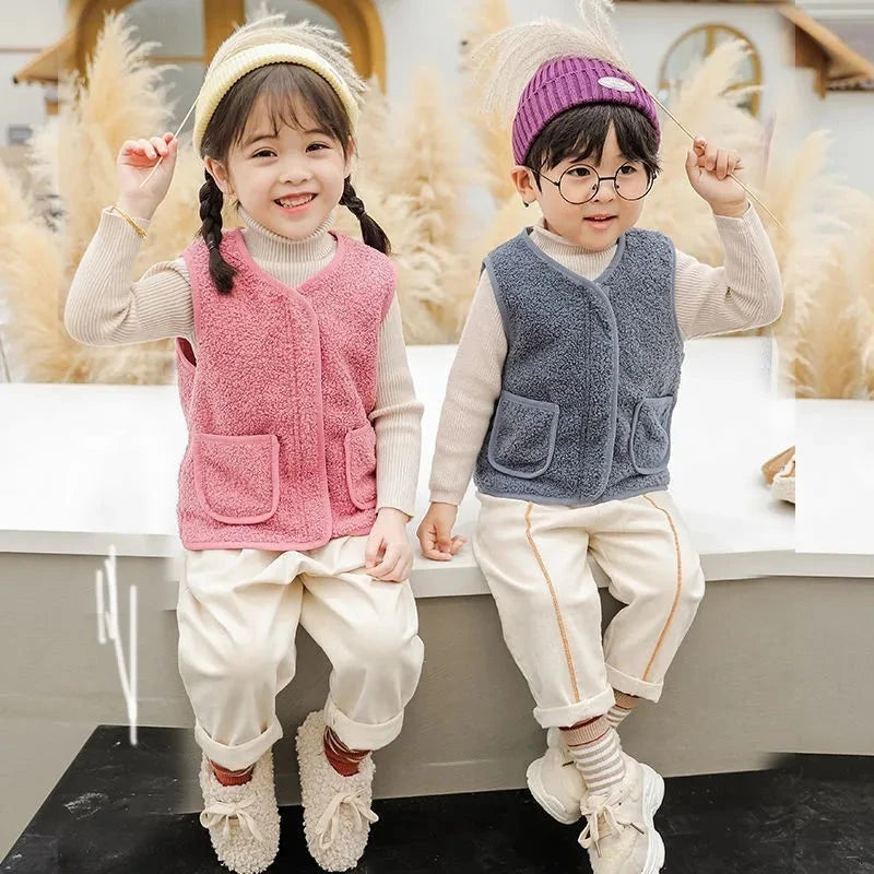 Baby Girl Boys Waistcoat Fleece Soft Warm Vest Autumn Winter Sleeveless Jacket for Children Boy Outerwear Toddler Coat Clothes GlowCart
