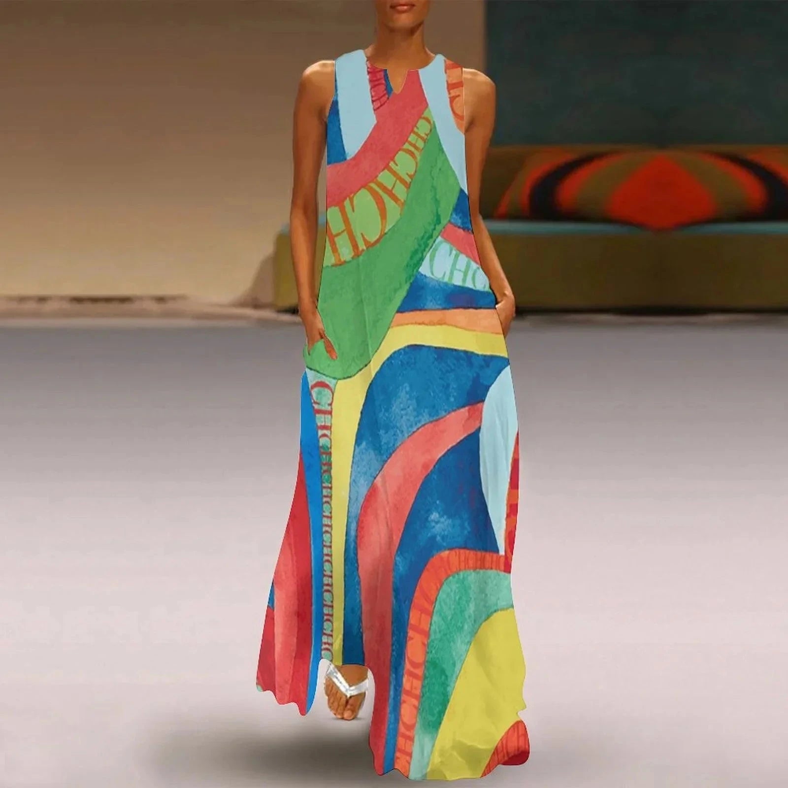 Fashion New Women's Dresses Multicolour Splicing Party GlowCart