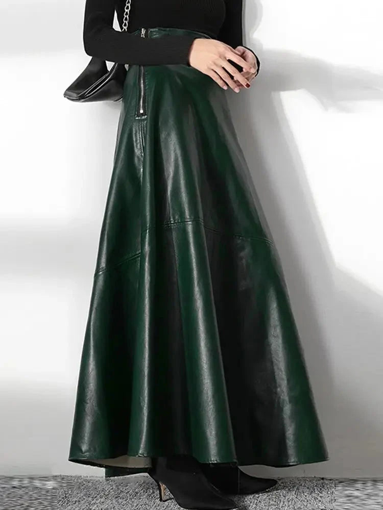 2023 Fashion Solid Mujer Faldas ZANZEA PU Leather Maxi Skirts Women's Elegant OL Long Saias Casual High Waist Zipper Jupe Femme GlowCart