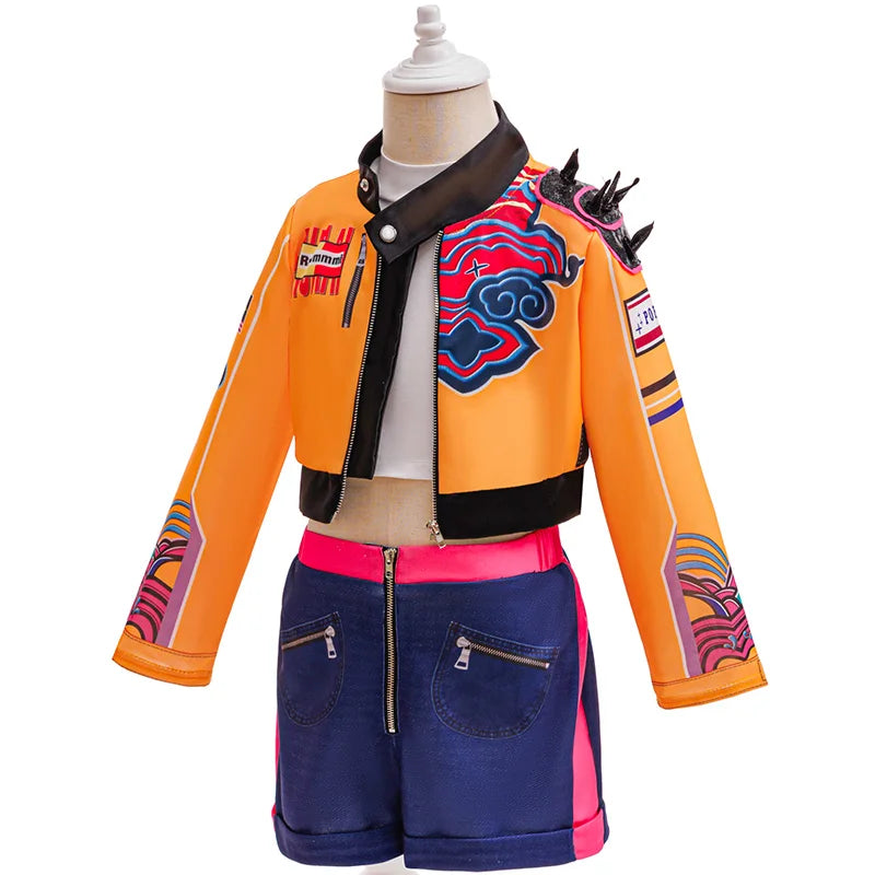 3-12Y Girl Set 3pcs Demon Hunters Rumi Cosplay Costume Birthday Party Stage Performance Costume Halloween Carnival Kids Dress Up GlowCart