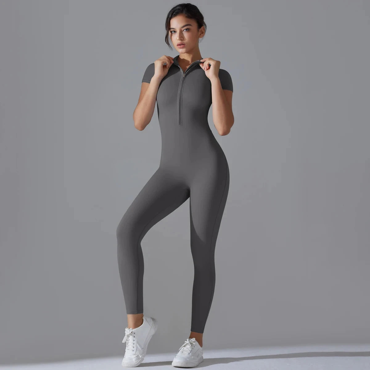 Yoga Set Women's Jumpsuits One-Piece Suit Zipper Short GlowCart