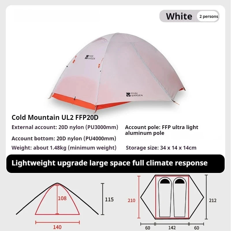 Mobi Garden Ultralight Tent Nylon Waterpoorf 1-2 Person GlowCart