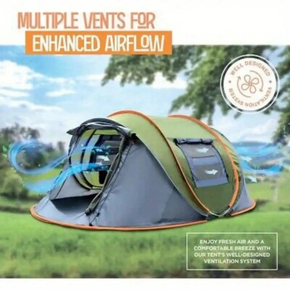 Camping Tent - 4-Person Easy Pop Up Tent with 2 Doors - GlowCart