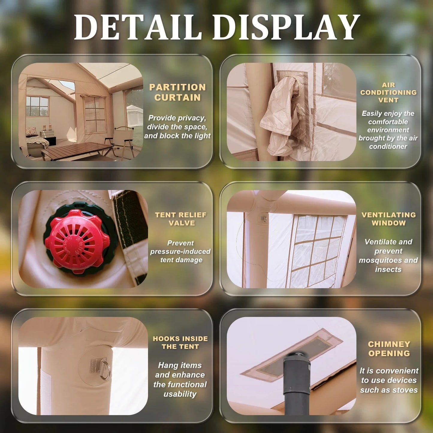 135 Square Feet inflatable tent with Blackout Canopy 4 GlowCart