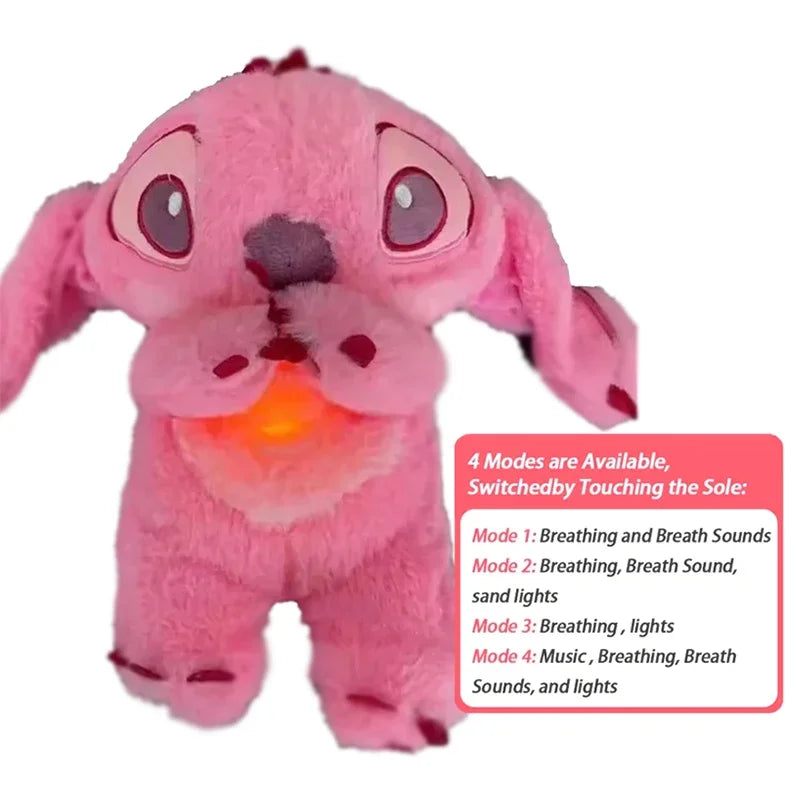 Stitch Plush Doll Breathing Light Child Soothes Toys Pink