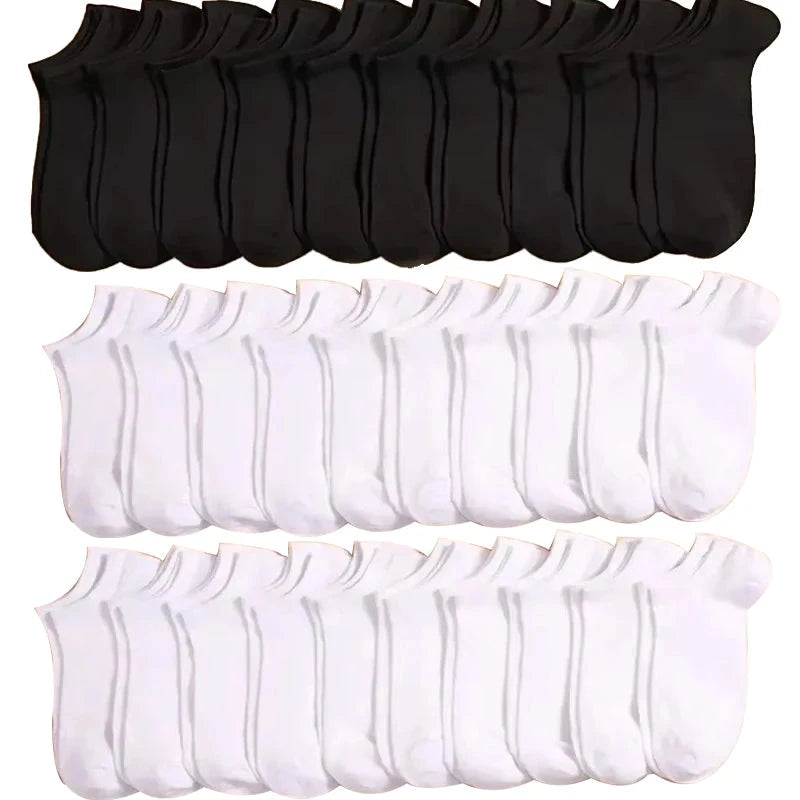 5/10 /20/30 Pairs Unisex Casual Plain Color Boat Socks Thin GlowCart