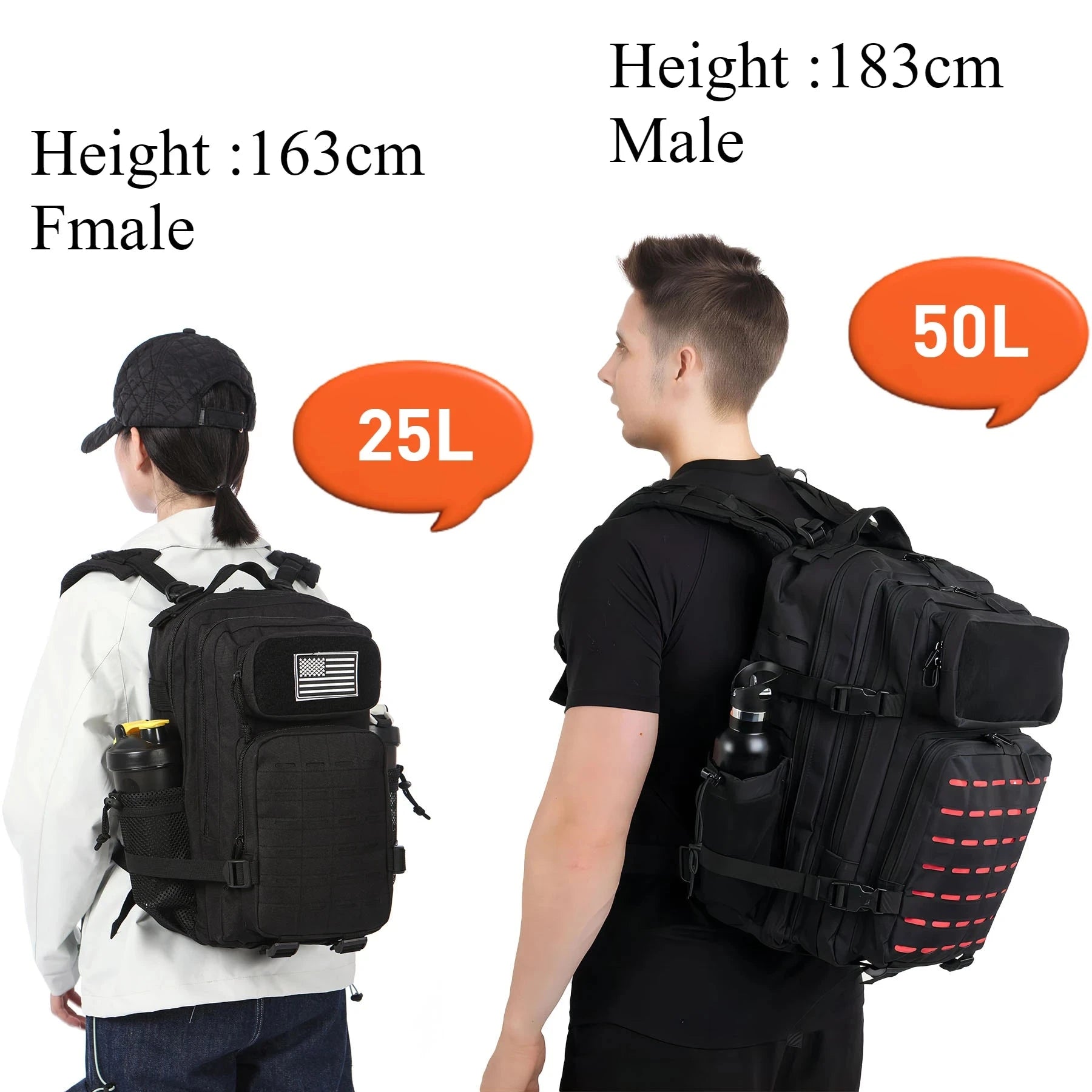 25L/50L Tactical Backpack Bag Hunting MOLLE Backpack GYM For GlowCart