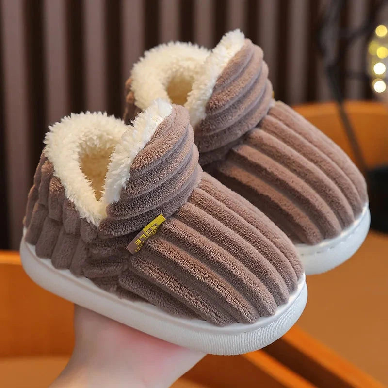 Smile Pop Winter Children's Cotton Slippers For Boys And Girls Non-slip Warm Slippers Children's Plush Home Baby Cotton Slippers GlowCart