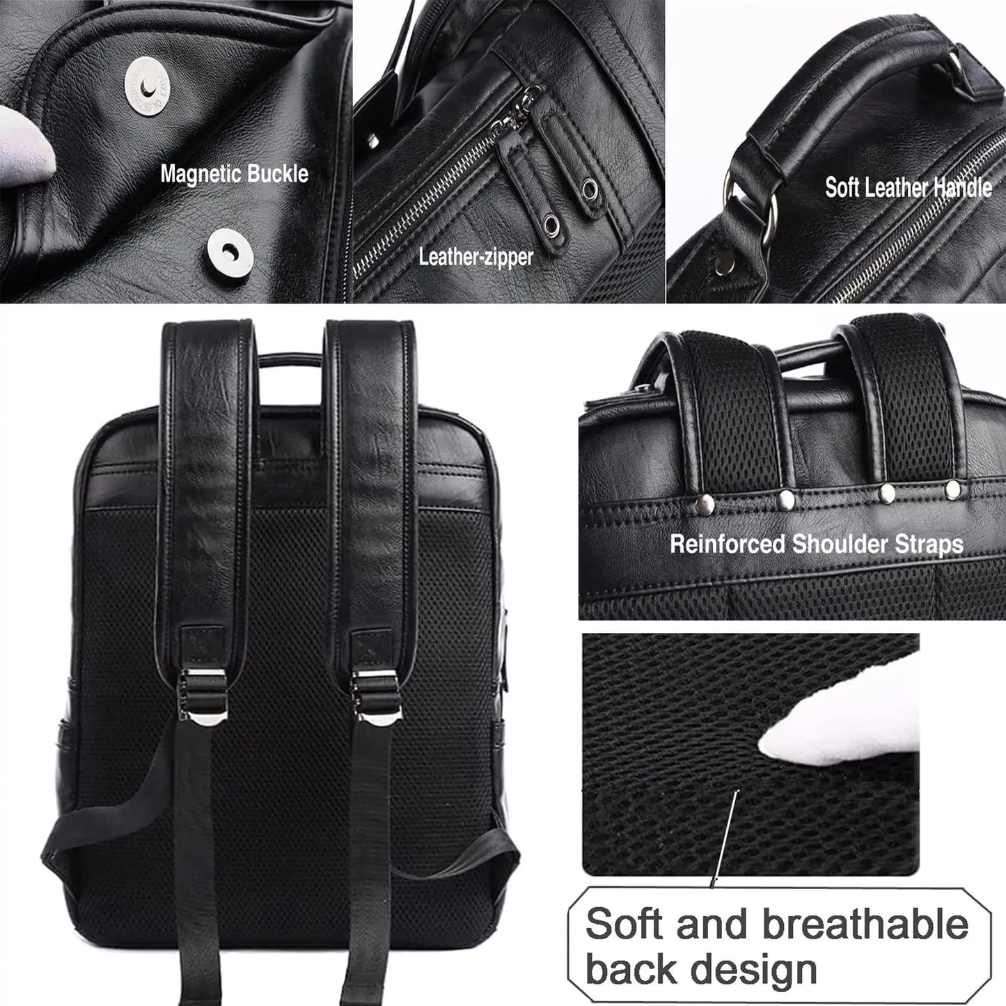 MOYYI Leather Laptop Backpack for Men Waterproof Travel GlowCart