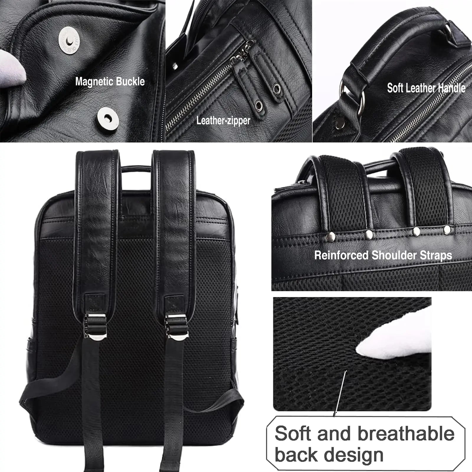 MOYYI Leather Laptop Backpack for Men Waterproof Travel GlowCart