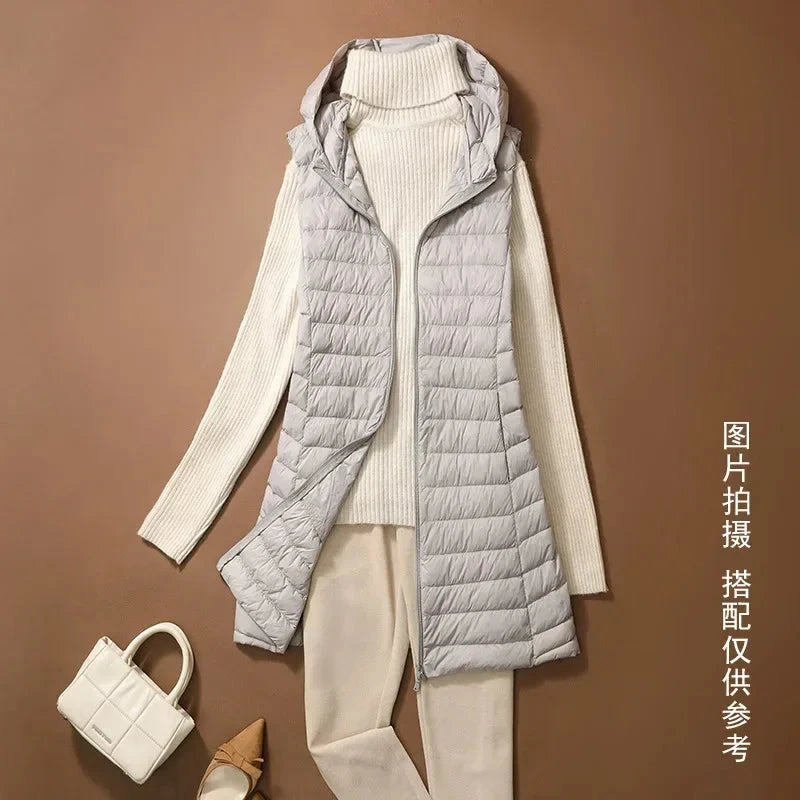 Women's Autumn/Winter X-long Hooded Sleeveless Jackets 2023 GlowCart