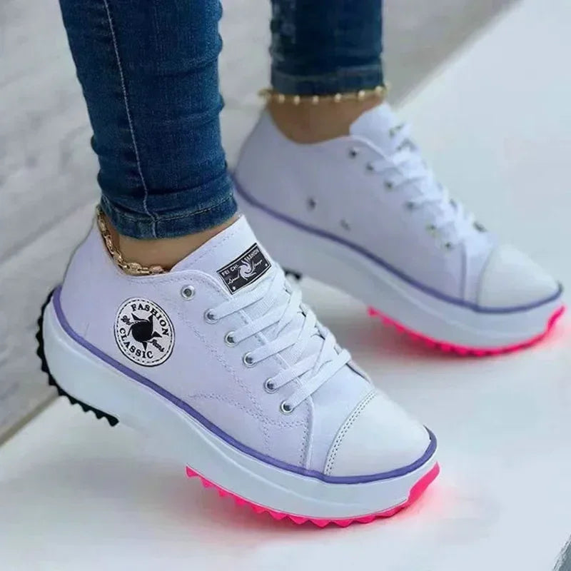 2025 New Women Pattern Canvas Sneakers Women Casual Shoes Women Sneakers Shoes Flat Lace-Up Zapatillas Mujer Chaussure Femme GlowCart