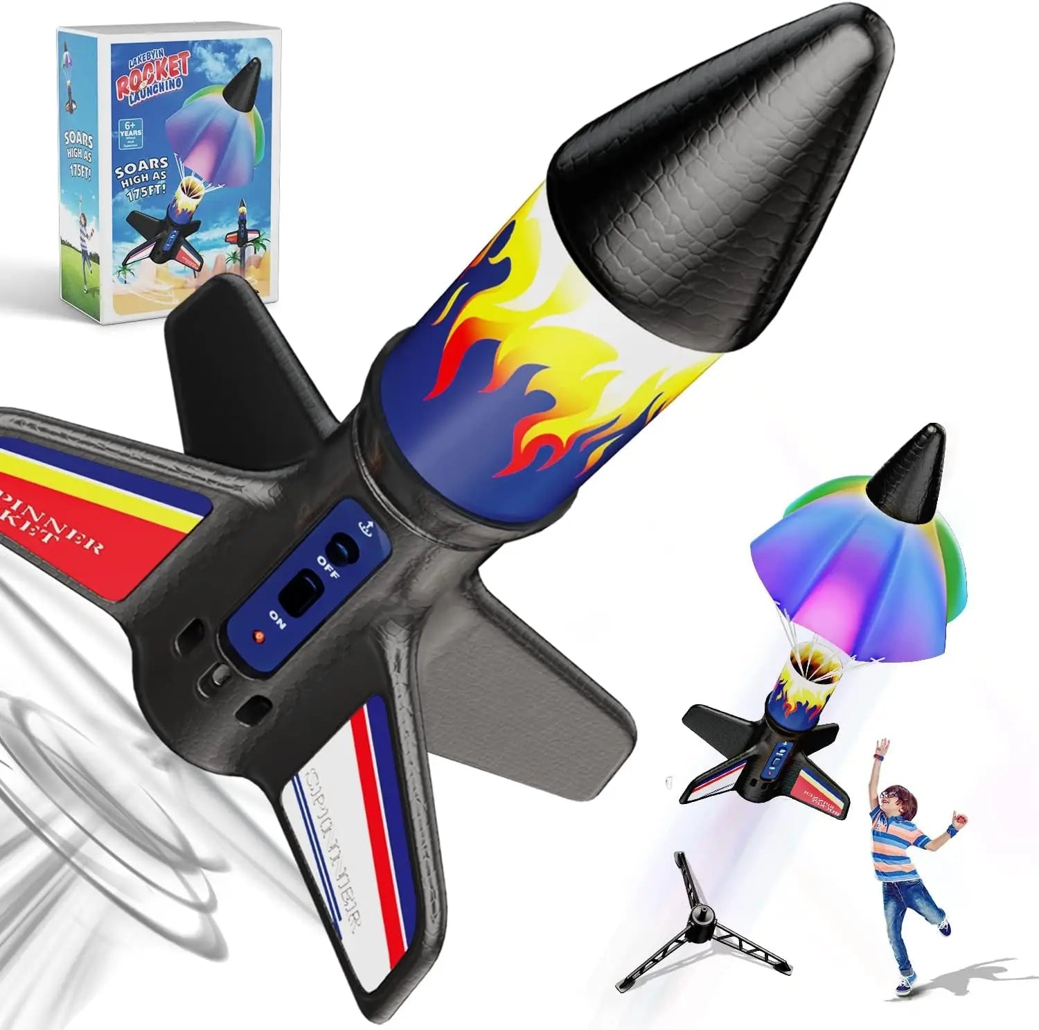 Electric Rocket Launcher Toys New Space Exploration Skyrocket With Parachute Kid Outdoor Toys Children Toys  Model Rocket Kit GlowCart