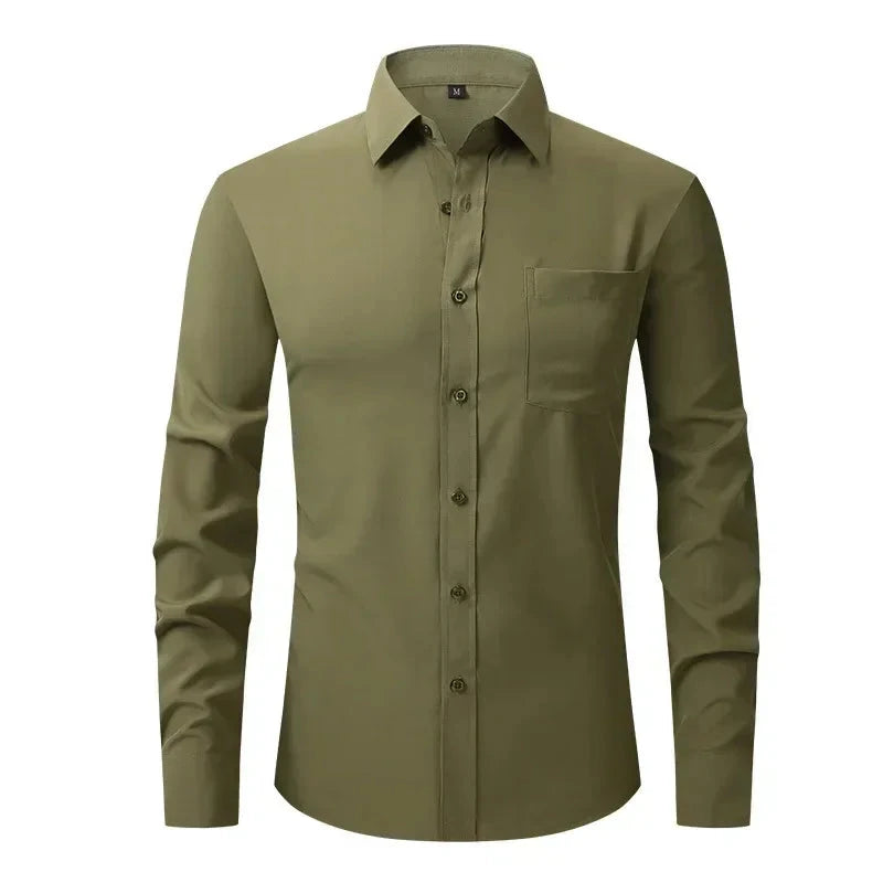 US Size Elastic Shirt New Men's Business and Leisure Long GlowCart