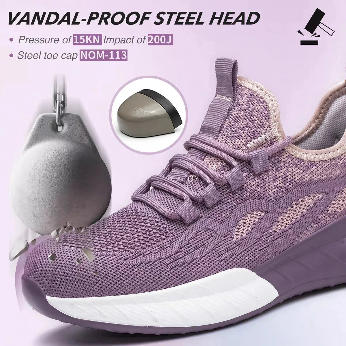 Women Safety Shoes For Work Safety Boots Breathable Steel Toe Puncture Proof Sport Work Sneakers Construction Security Boots GlowCart