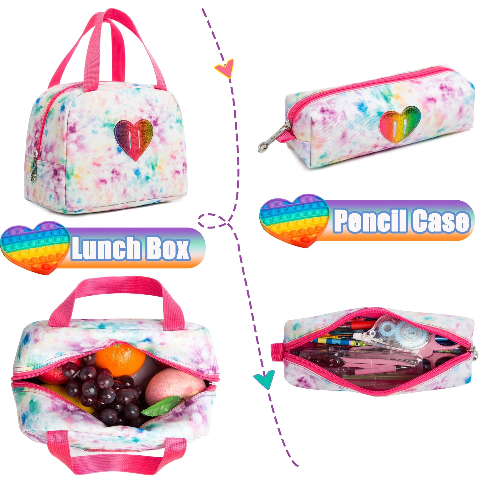 Meetbelify 16.5'' POP Backpack for Girls Kids  Elementary Preschool Student with Lunch Box Pencil Case 3 in 1 GlowCart