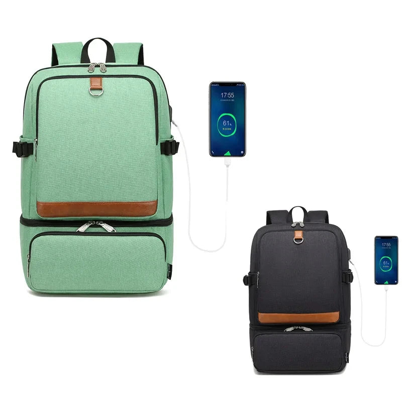 Fashion Black Laptop Backpack Compartment USB Waterproof GlowCart