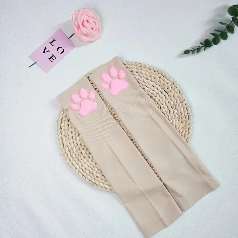 2024 Cute 3D Silicone Pink Cat Claw Paw Pads Soft Fingerless GlowCart