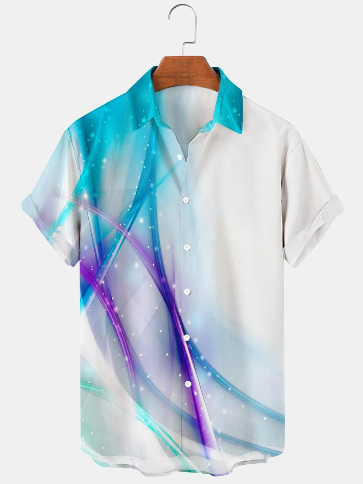 New Hawaii Spring/Summer Fashion Leisure Street Walk Tourist Beach Printed Full Open Short Sleeve Button Shirt, XS-5XL GlowCart